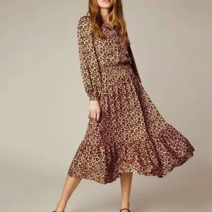 Pink Tucker NYC SILK Juliette dress cheetah animal print size L